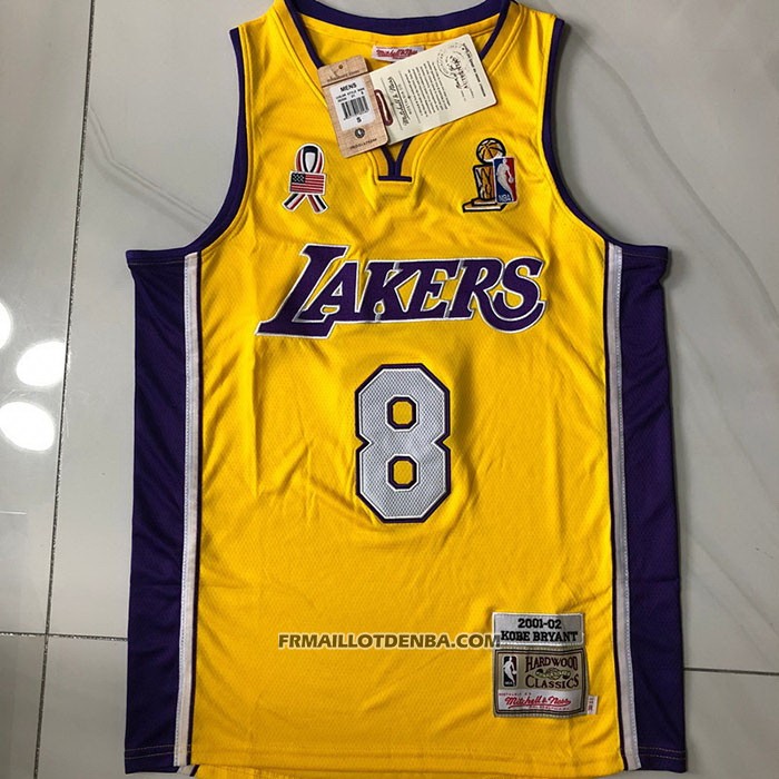 Maillot Los Angeles Lakers Kobe Bryant NO 8 Mitchell & Ness 2001-02 Jaune
